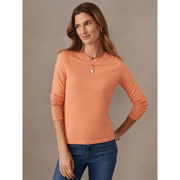 J. McLaughlin Sweaters - NWOT J. McLaughlin Jamey Raglan Sleeve Sweater Orange Button Cuf Orange Women L